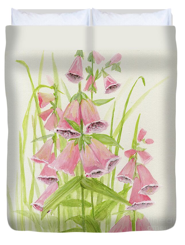  Art Duvet Cover featuring the painting Foxglove from the Past by Laurie Rohner