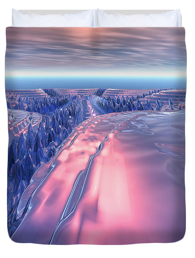 Glacier Duvet Cover featuring the digital art Fractal Glacier Landscape by Phil Perkins