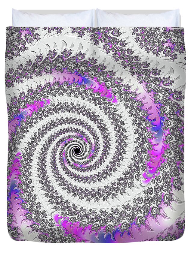 Fractal Duvet Cover featuring the digital art Fractal Spirals Purple Orchid and Blue by Matthias Hauser