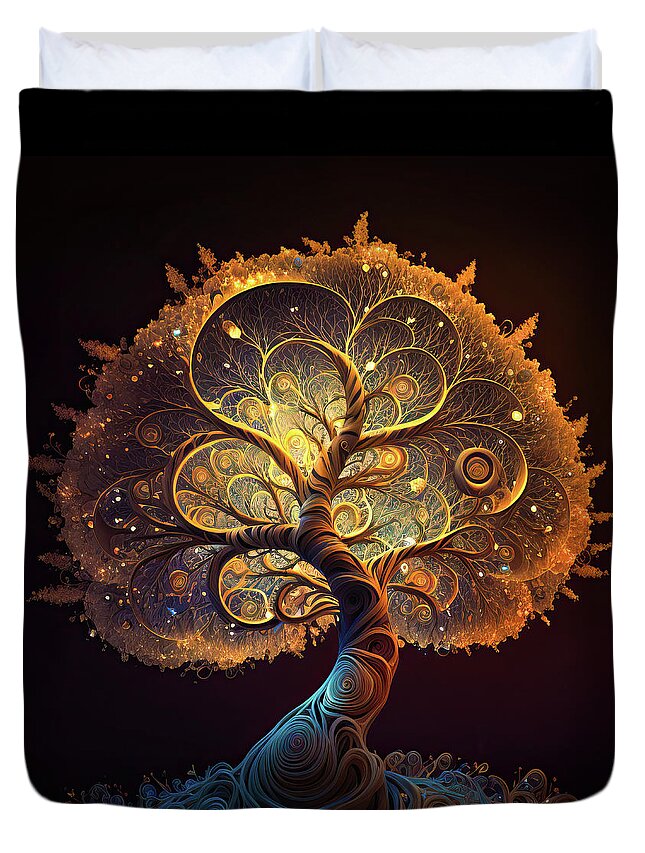 Tree Duvet Cover featuring the digital art Fractal Tree 61 by Matthias Hauser