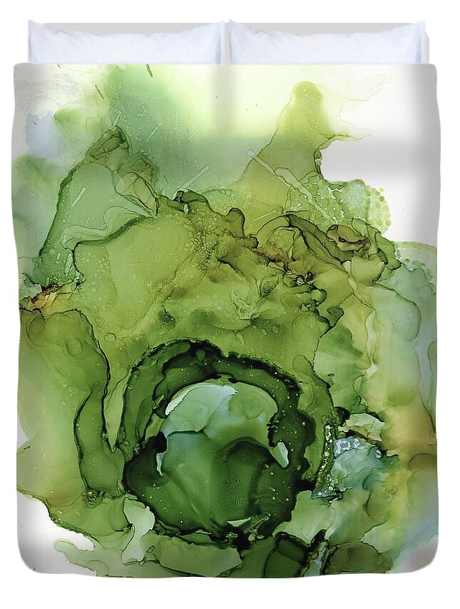 Alcohol Ink Duvet Cover featuring the painting Fragile by Christy Sawyer