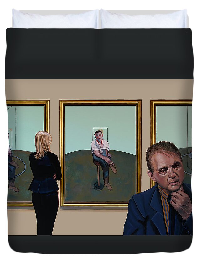 Francis Bacon Duvet Cover featuring the painting Francis Bacon Painting by Paul Meijering