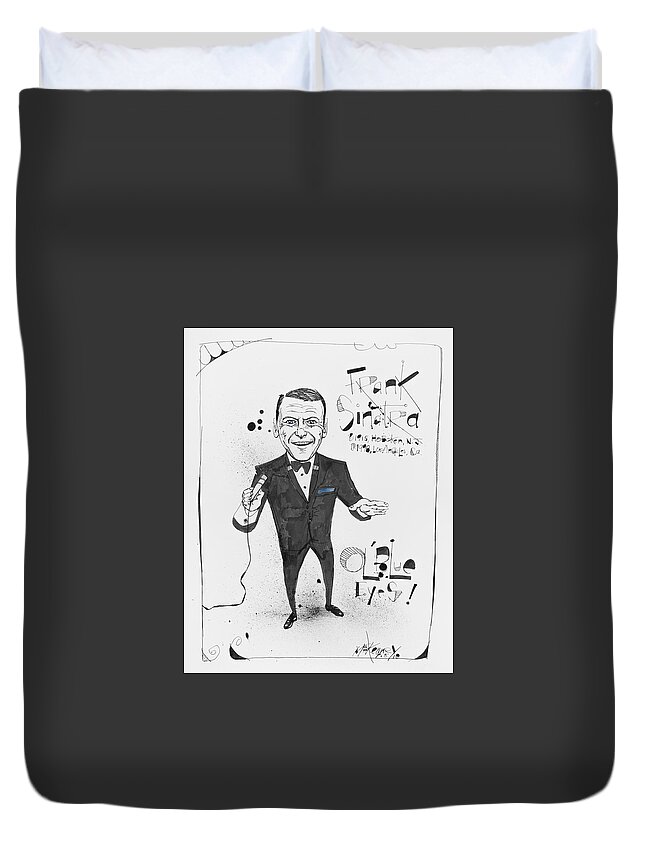  Duvet Cover featuring the drawing Frank Sinatra by Phil Mckenney