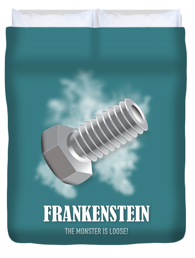 Movie Poster Duvet Cover featuring the digital art Frankenstein - Alternative Movie Poster by Movie Poster Boy