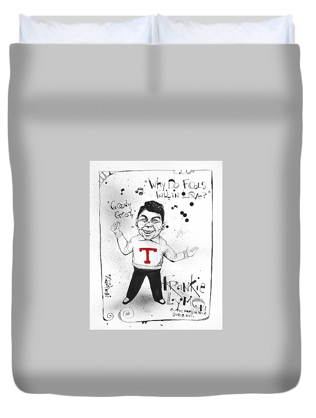  Duvet Cover featuring the drawing Frankie Lymon by Phil Mckenney