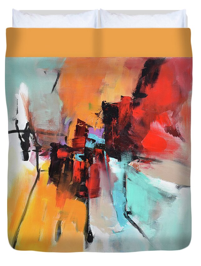 Abstract Light Duvet Cover featuring the painting Free Mood by Elise Palmigiani