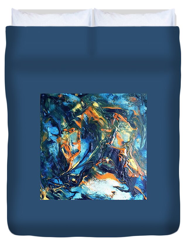 Abstract Duvet Cover featuring the painting Free Play #8 by Dick Richards