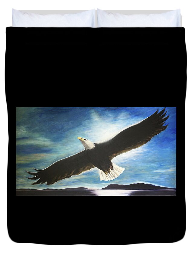 Eagle Duvet Cover featuring the painting Freedom by Pamela Schwartz
