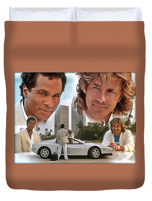 Miami Vice Duvet Cover featuring the painting Freefall 14 by Mark Baranowski