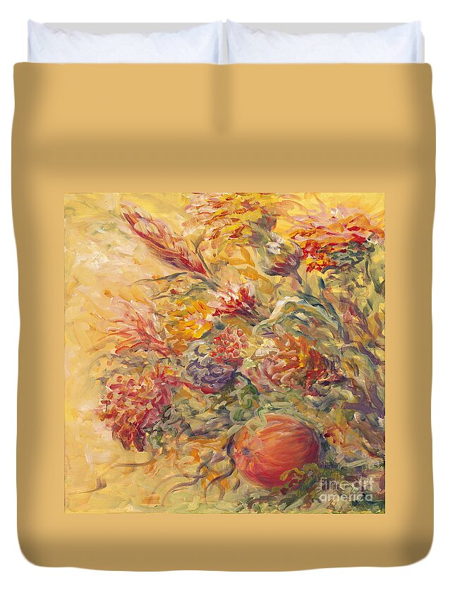 Butter Duvet Cover featuring the painting French Country Flowers II by Nadine Rippelmeyer