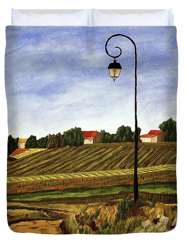 Wine Duvet Cover featuring the digital art French Countryside by Ken Taylor
