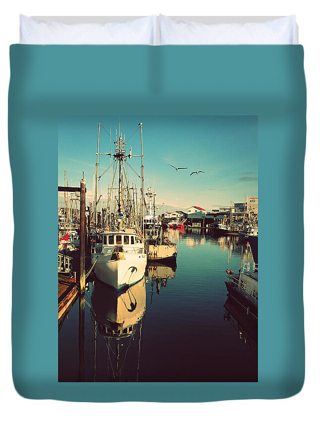 Boats Duvet Cover featuring the photograph French Creek Marina by Micki Findlay