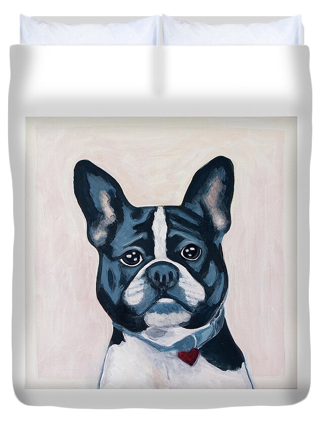 French Duvet Cover featuring the painting Frenchie by Pamela Schwartz