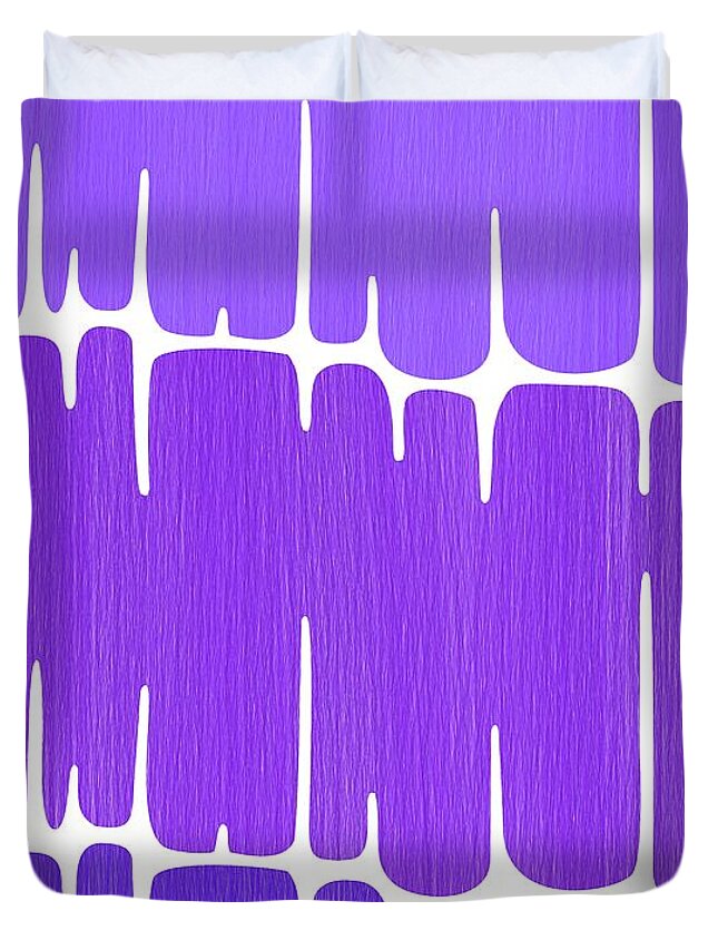 Sounds Waves Duvet Cover featuring the digital art Frequency in Purples 2 by Donna Mibus