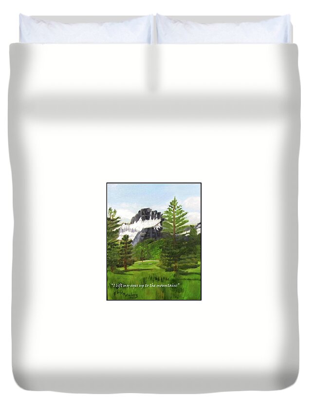 Psalm 121 Duvet Cover featuring the painting Fresh Air Psalm 121 by Linda Feinberg
