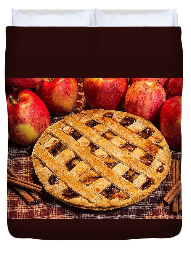 Apple Pie Duvet Cover featuring the photograph Fresh Apple Lattice Pie by Anthony Sacco