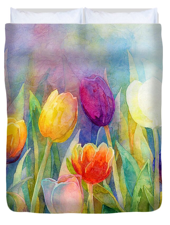 Tulip Duvet Cover featuring the painting Fresh Tulips by Hailey E Herrera