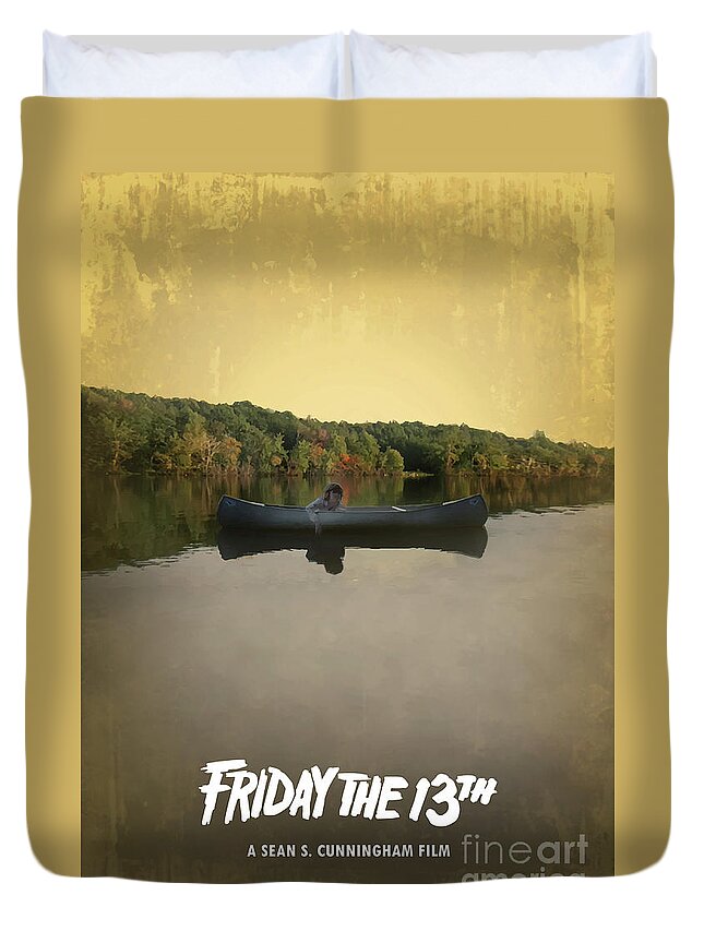 Movie Poster Duvet Cover featuring the digital art Friday The 13th by Bo Kev