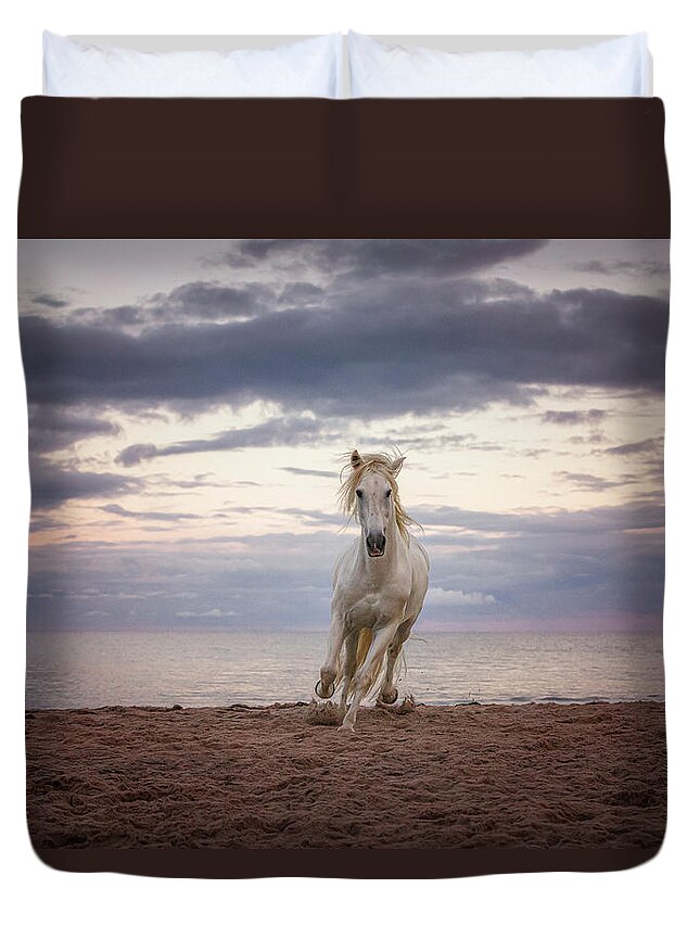Photographs Duvet Cover featuring the photograph From the Sea - Horse Art by Lisa Saint