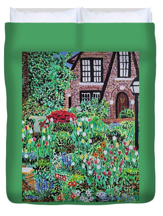 Acrylics Duvet Cover featuring the painting Front Yard Garden Area by Timothy Foley