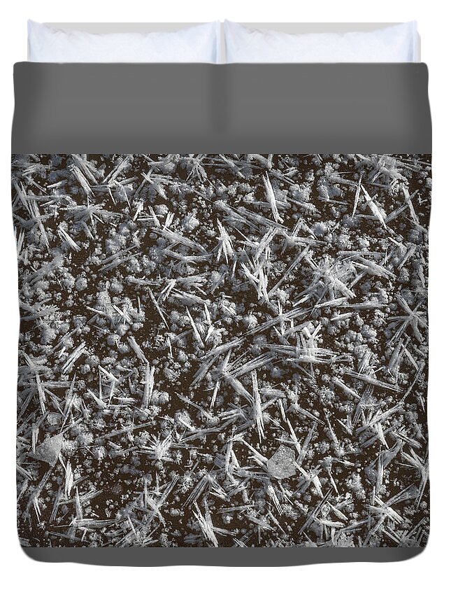 Frost Duvet Cover featuring the photograph Frost Pattern Background by Karen Rispin