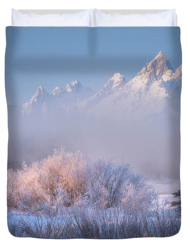 Winter Duvet Cover featuring the photograph Frosted and Falling by Darren White
