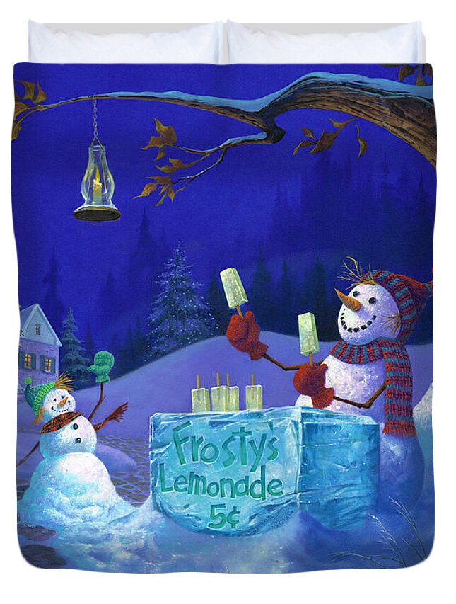 Michael Humphries Duvet Cover featuring the painting Frosty's Lemonade by Michael Humphries