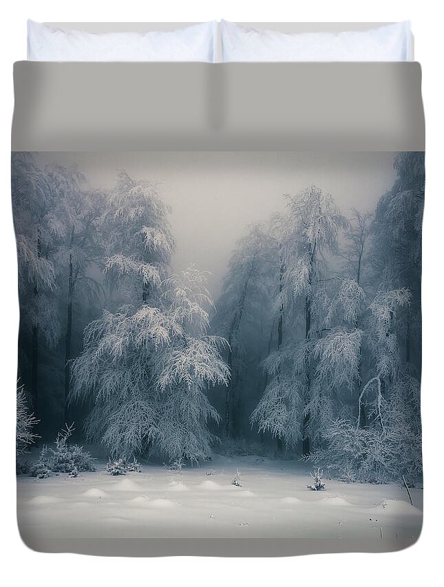 Mountain Duvet Cover featuring the photograph Frozen Forest by Evgeni Dinev