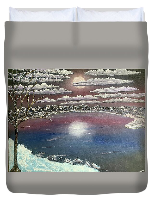 Winter Duvet Cover featuring the painting Frozen by Lisa White