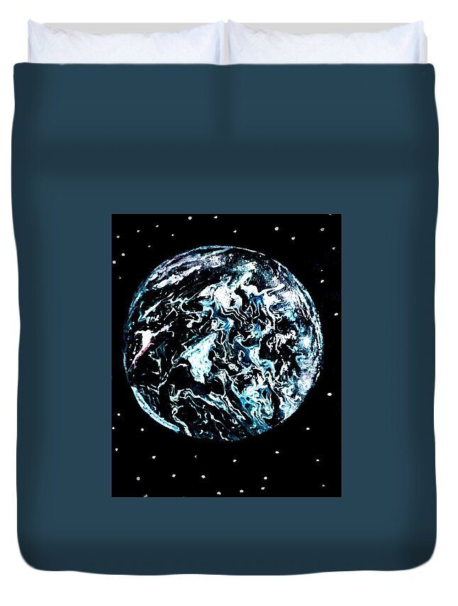 Frozen Duvet Cover featuring the painting Frozen planet by Anna Adams