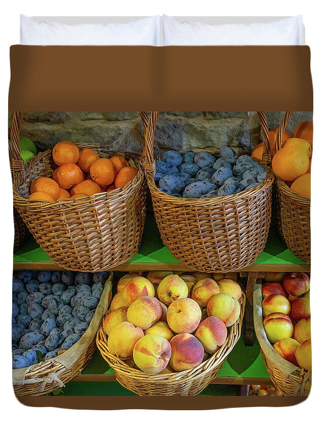 Italy Duvet Cover featuring the photograph Fruit baskets by Al Hurley