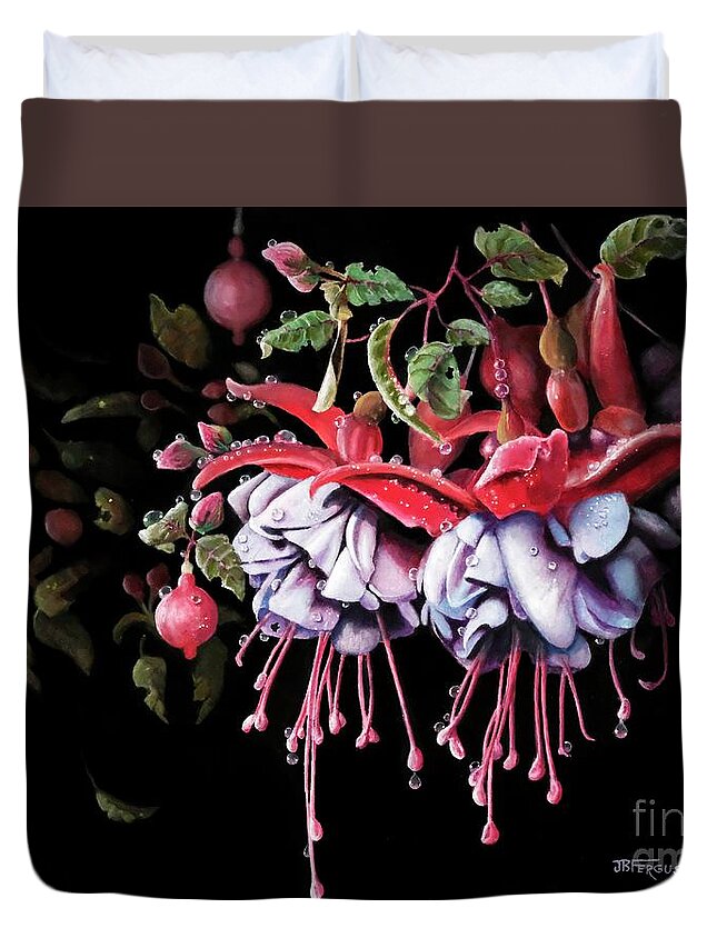 Fuchsia Duvet Cover featuring the painting Fuchsia by Jeanette Ferguson
