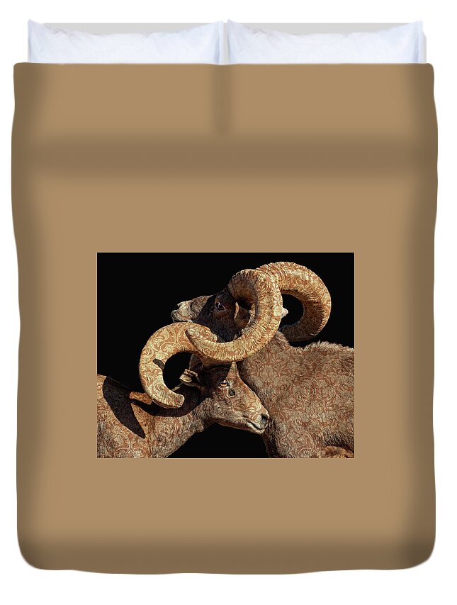 Bighorn Sheep Duvet Cover featuring the photograph Full Curl by Mary Hone