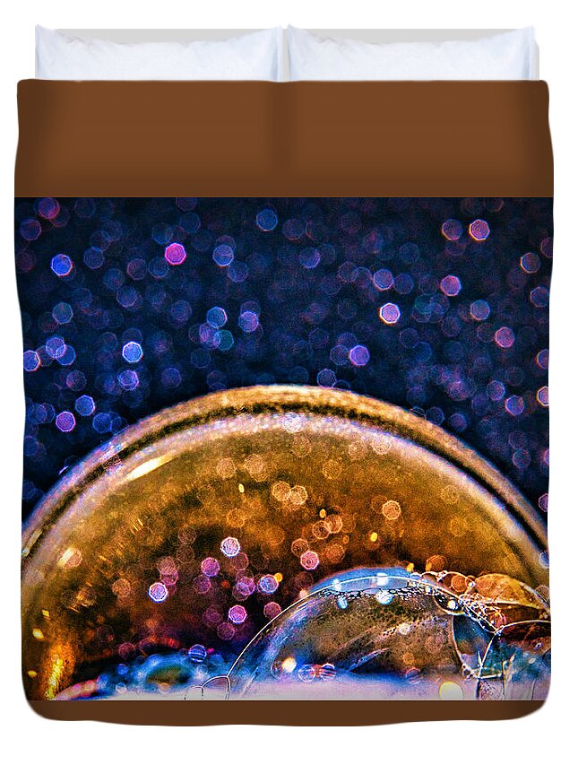 Abstract Duvet Cover featuring the photograph Fun with Soap Bubbles #3 by Stuart Litoff