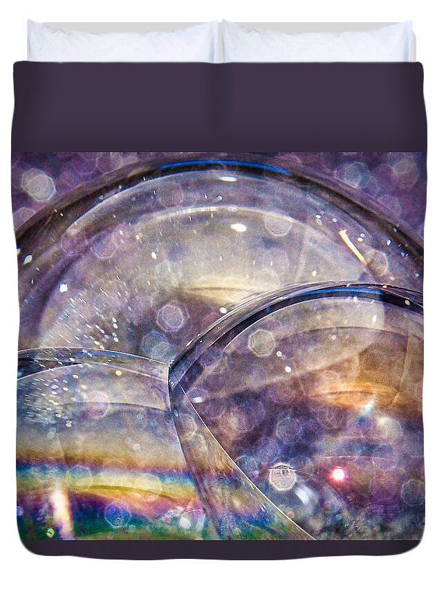 Abstract Duvet Cover featuring the photograph Fun with Soap Bubbles #4 by Stuart Litoff