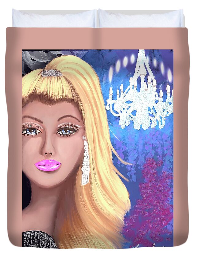 Whimsical Illustrations Duvet Cover featuring the painting Gabriela by Lorie Fossa