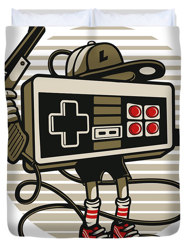 Game Duvet Cover featuring the digital art Game console by Long Shot