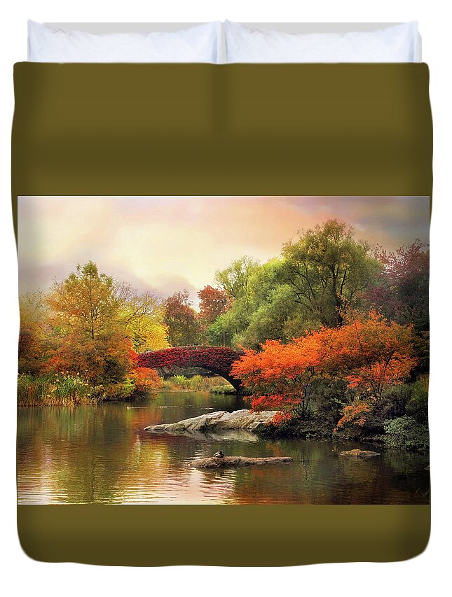 Gapstow Bridge Duvet Cover featuring the photograph Gapstow At Twilight by Jessica Jenney