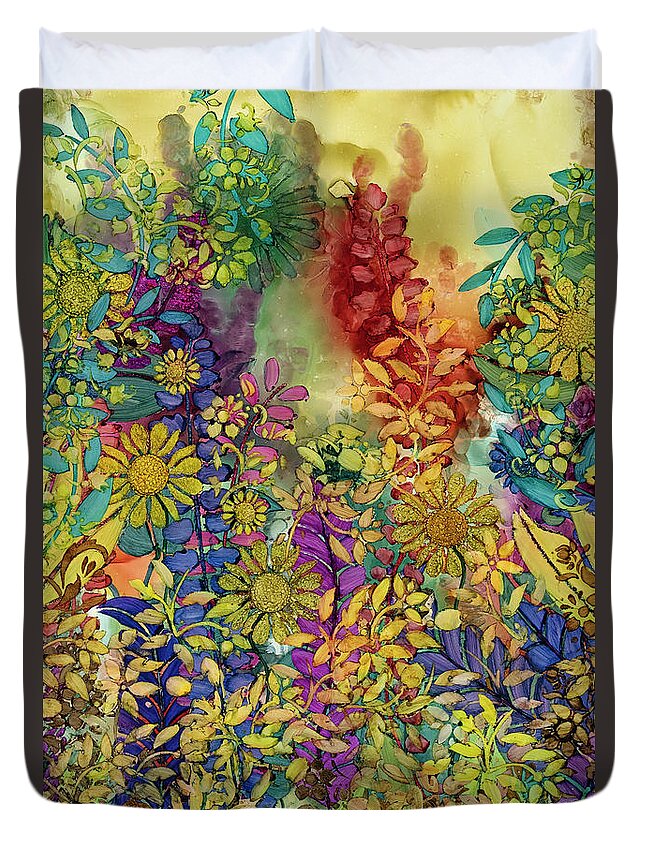 Floral Duvet Cover featuring the painting Garden #4 by Rebecca Wilson