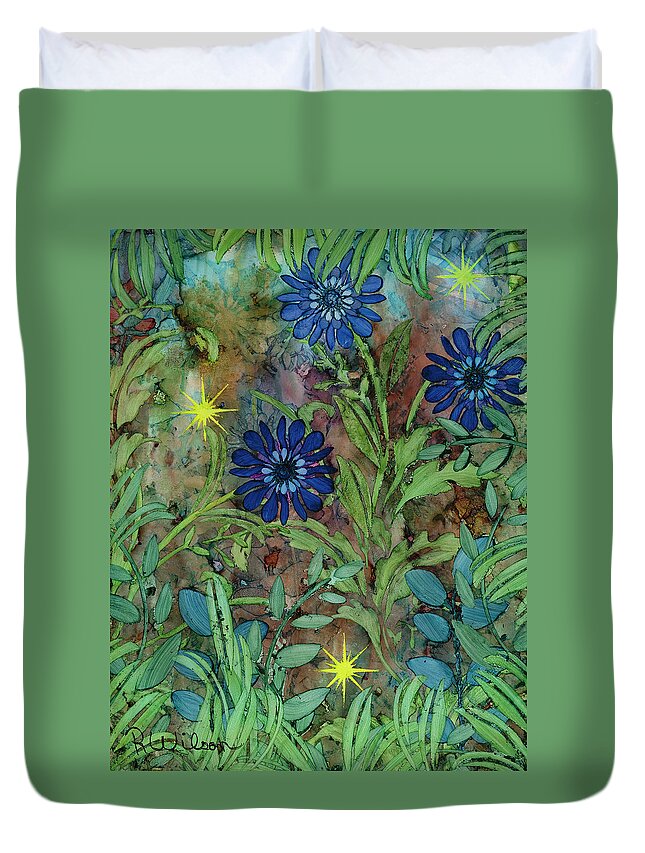 Floral Duvet Cover featuring the painting Garden #9 by Rebecca Wilson