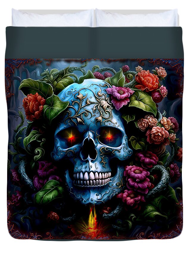 Ai-generated Duvet Cover featuring the digital art Garden Of Darkness by Michael Damiani