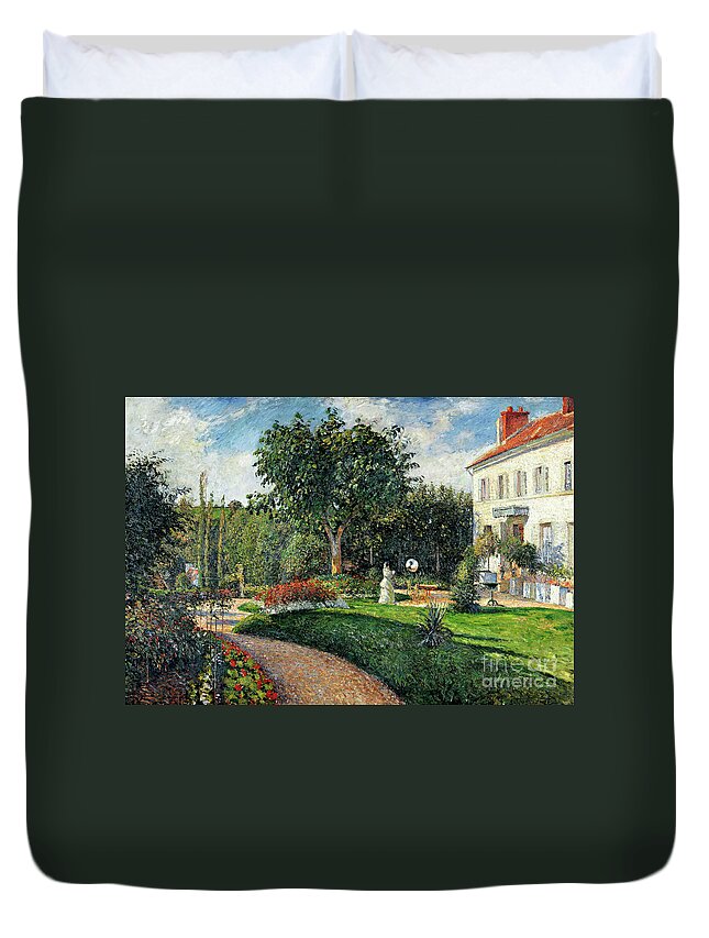 Camille Pissarro Duvet Cover featuring the painting Garden Of Les Mathurins At Pontoise, 1876 By Camille Pissarro by Camille Pissarro