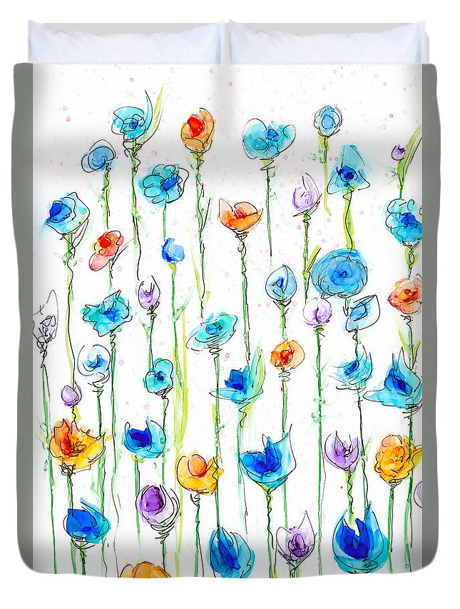 Flower Duvet Cover featuring the painting Garden Party II by Kimberly Deene Langlois