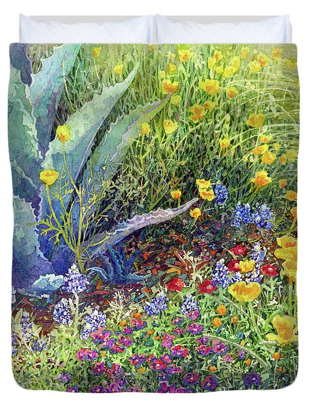 Garden Duvet Cover featuring the painting Gardener's Delight by Hailey E Herrera
