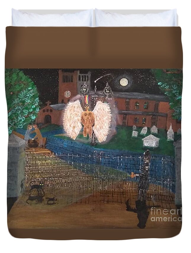 Lgbtq Duvet Cover featuring the painting Gay Angel 1880 by David Westwood