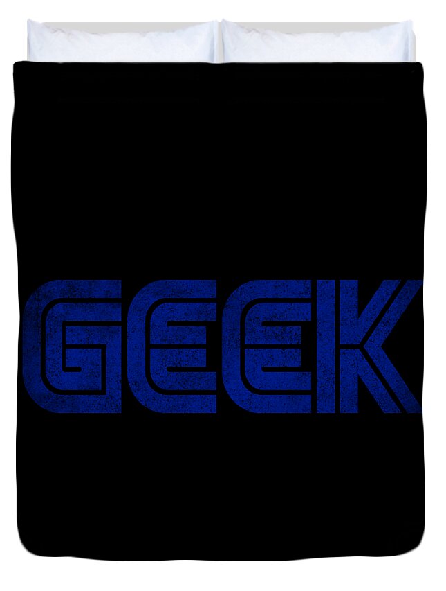 Cool Duvet Cover featuring the digital art Geek White Vintage by Flippin Sweet Gear