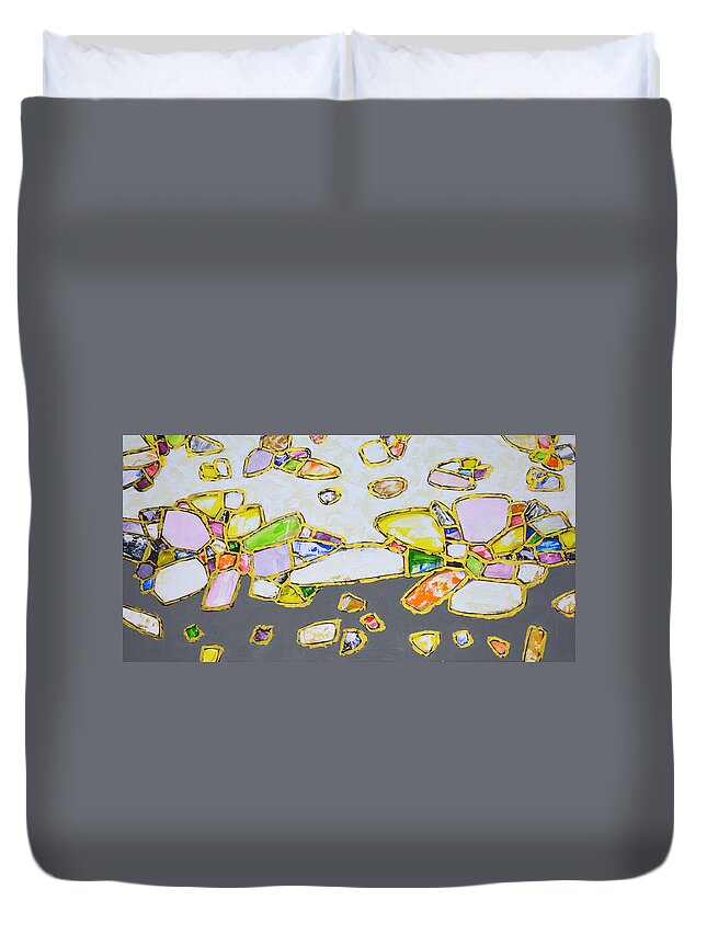 Stones Duvet Cover featuring the painting Gems. Gold 2. by Iryna Kastsova