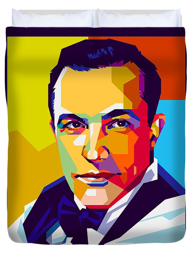Gene Duvet Cover featuring the mixed media Gene Kelly - early career by Stars on Art