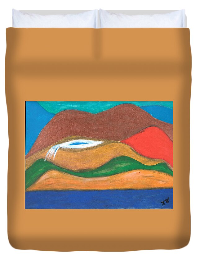 Genie Duvet Cover featuring the painting Genie Land by Esoteric Gardens KN