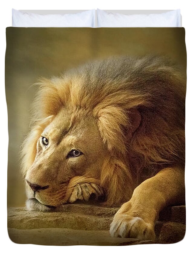 Lion Duvet Cover featuring the digital art Gentle Soul by Nicole Wilde